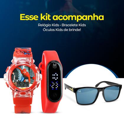 Imagem de Relogio infantil homem aranha digital + oculos proteção uv presente silicone criança esportivo