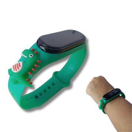 Imagem de Relógio Infantil Menino Dinossauro a Digital Verde A Prova Dagua