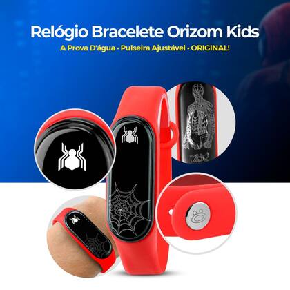 Imagem de relogio infantil prova dagua digital homem aranha bracelete original qualidade premium silicone vermelho heroi criança