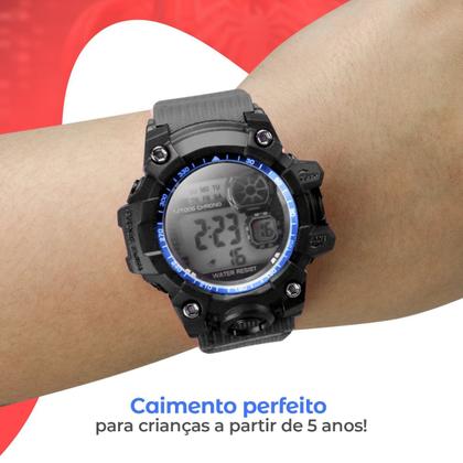 Imagem de relógio infantil prova dagua + protecao uv oculos + caixa silicone resistente presente ajustavel data alarme cronometro