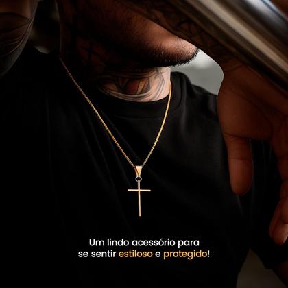 Imagem de Relogio inox banhado masculino + pulseira cordao grumet dourado aço inoxidável original religioso presente social ouro