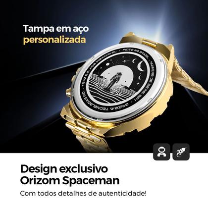 Imagem de Relogio inox banhado masculino + pulseira cordao grumet dourado aço inoxidável original religioso presente social ouro