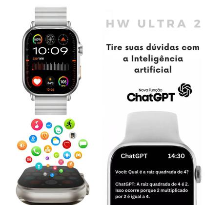 Imagem de Relógio inteligente 2024 Watch 9 Ultra 2 Chat GPT integrado + 7 Pulseiras e película protetora externa GPS 