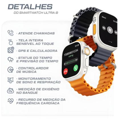 Imagem de Relógio inteligente 2025 Watch Ultra 7 Pulseiras Bluetooth para android e iOs modo esporte 49mm