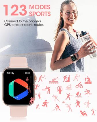 Imagem de Relógio inteligente AooDen 2023 1,8" Bluetooth Android iOS rosa feminino