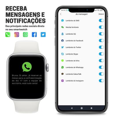 Imagem de Relógio Inteligente Branco Masculino Compativel P/ iPhone Android Samsung