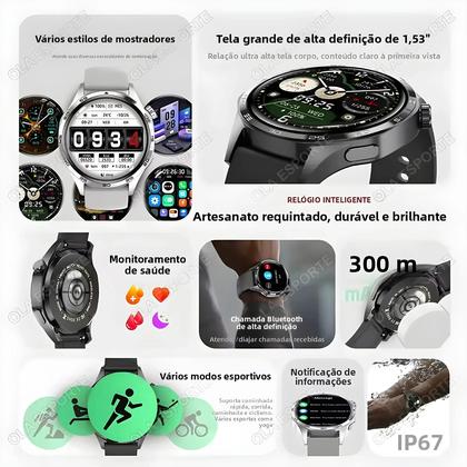 Imagem de Relógio Inteligente Com Tela AMOLED Watch 5 pro Chamadas Bluetooth Fitness GPS Esportes Para Homens