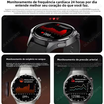 Imagem de Relógio Inteligente Com Tela AMOLED Watch 5 pro Chamadas Bluetooth Fitness GPS Esportes Para Homens