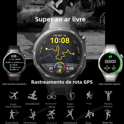 Imagem de Relógio Inteligente Com Tela AMOLED Watch 5 pro Chamadas Bluetooth Fitness GPS Esportes Para Homens