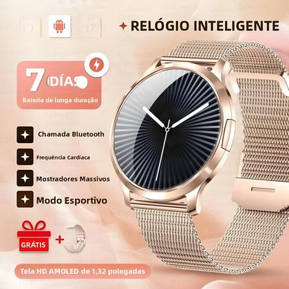 Relógio Inteligente Feminino Com Tela AMOLED Curva 3D HD, Rastreador De ...
