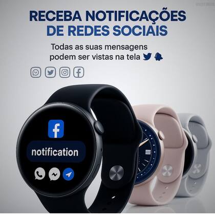 Imagem de Relógio Inteligente Feminino Preto Série 10 Redondo Academia e Treinos Compatível com Android iOS e Xiaomi 2025