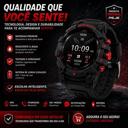 Imagem de Relogio Inteligente G01C Smart Watch Militar Masculino Monitor de Esportes Gps Relogio A Prova D'Agua Original
