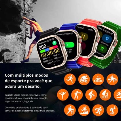 Imagem de Relógio Inteligente Hw Ultra2 Laranja Resistente à Água Faz Ligações com Estilo Sofisticado e Amoled