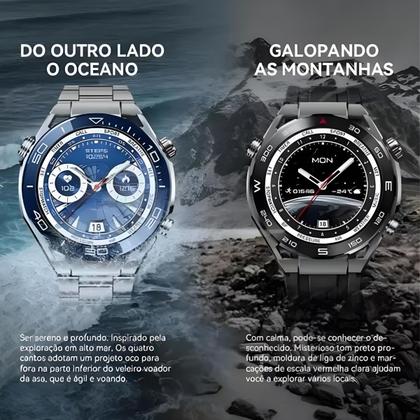 Imagem de Relogio Inteligente Masculino Smart Watch Redondo Com 2 Pulseira Extra Android iOS Hw5 Max Amoled