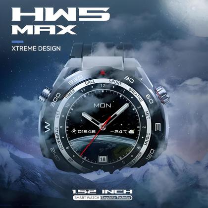 Imagem de Relogio Inteligente Masculino Smart Watch Redondo Com 2 Pulseira Extra Android iOS Hw5 Max Amoled