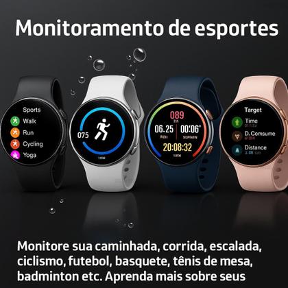 Imagem de Relógio Inteligente Redondo Preto Masculino Bluetooth Esportivo Multifunções Compatível com Android iOS Samsung e Xiaomi 2025