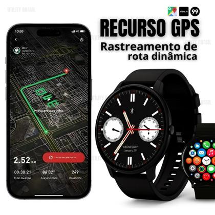 Imagem de Relógio Inteligente Redondo Série 10 Unissex Compatível Samsung Xiaomi Android iOS 2025 com brindes