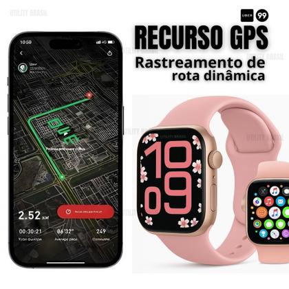 Imagem de Relógio Inteligente Rosa Feminino Série 10 Bluetooth Para Samsung Xiaomi Android iOS 2025