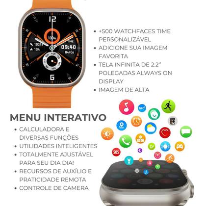 Imagem de Relógio inteligente S10 Ultra + lançamento Smartwach inteligente android e iOs Masculino Feminino 49mm 