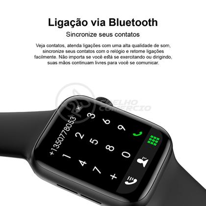 Imagem de Relógio Inteligente SmartWatch HW22 Preto Troca Pulseira Android iOS Ligações Monitor Cardíaco