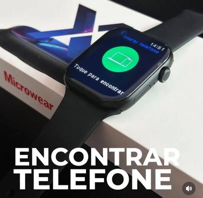 Imagem de Relogio Inteligente Smartwatch Preto Pro Max Prime Caixa Branco Pulseira Preta Bisel Cinza Desenho da pulseira Original