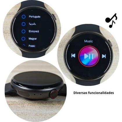 Imagem de Relógio Inteligente Smartwatch Preto Redondo Masculino Serie 10 Original Compativel C/ Samsung Xiaomi
