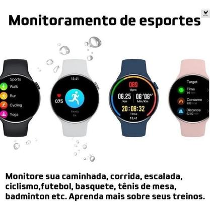 Imagem de Relógio Inteligente Smartwatch Preto Redondo Masculino Serie 10 Original Compativel C/ Samsung Xiaomi