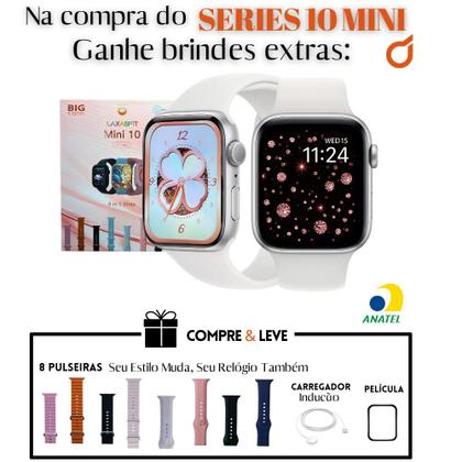 Imagem de Relógio Inteligente Smartwatch W10 Mini 41mm Amoled Bluetooth C/ 8 Pulseiras