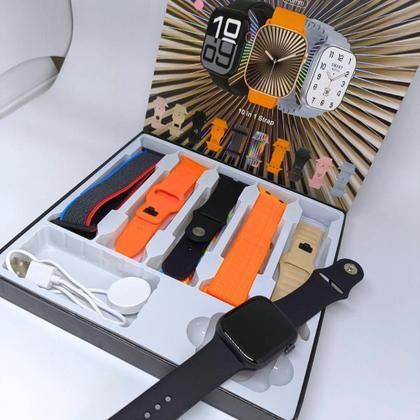 Imagem de Relógio inteligente Smartwatch W10 X Lançamento com 10 pulseiras 46mm Esportivo para Android e iOs Masculino e Feminino