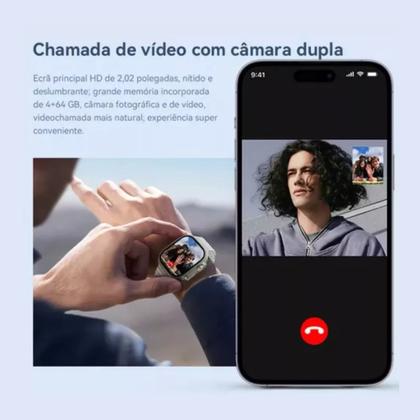Imagem de Relógio inteligente Watch 9 Laranja Ultra HW2 Chat GPT integrado 7 Pulseiras e película protetora externa GPS