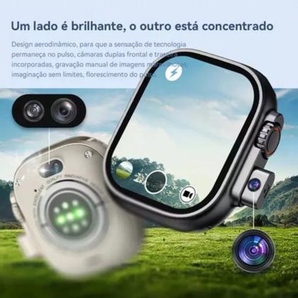 Imagem de Relógio inteligente Watch 9 Preto Ultra HW2 Chat GPT integrado 7 Pulseiras e película protetora externa GPS