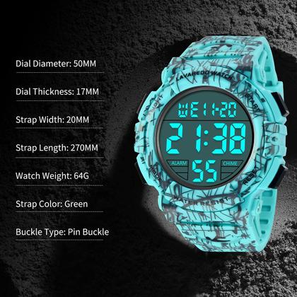 Imagem de Relógio L LAVAREDO Digital para homens à prova d'água com cronógrafo