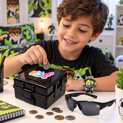 Imagem de Relogio Led Digital Infantil Ben10 + Oculos Sol heroi esportivo presente silicone criança qualidade premium menino verde