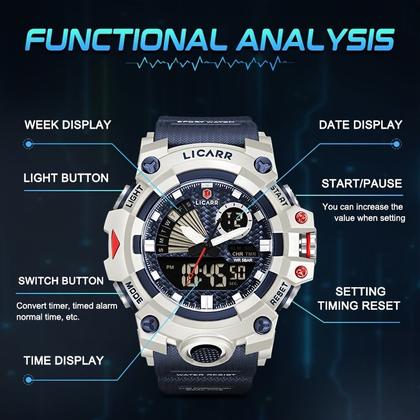 Imagem de Relógio LICARR Top Luxury - Cronômetro à Prova d'Água, Quartzo 9532