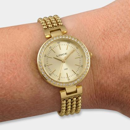 Imagem de Relógio Lince Analógico Grace Pulseira Multi Fios Cravejado Feminino - Dourado - Único