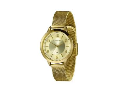 Imagem de Relogio Lince Feminino Dourado grande pulseira esteira de aço LRG4747L38 C2KX