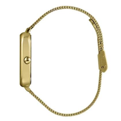 Imagem de Relogio Lince feminino dourado quadrado mostrador azul retangular a prova de agua banhado folheado MQGH213L34 D2KX