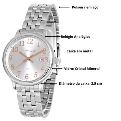 Imagem de Relógio Lince Feminino Prateado Original Social Resistente