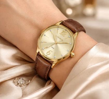 Imagem de Relogio lince lrch240l30 dourado com pulseira de couro