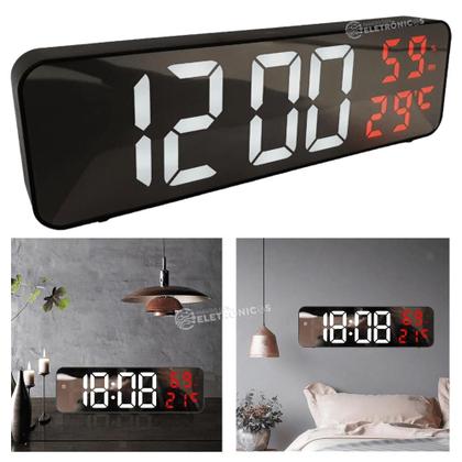 Imagem de Relogio Luz Led Mesa Data Alarme Soneca Espelhado Temperatura 5v ZB4003VM