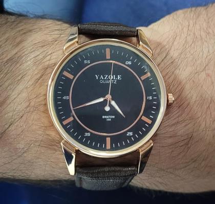 Imagem de Relógio Marrom com detalhes Cobre com fundo Preto Presente para namorado com caixa Importado Luxo