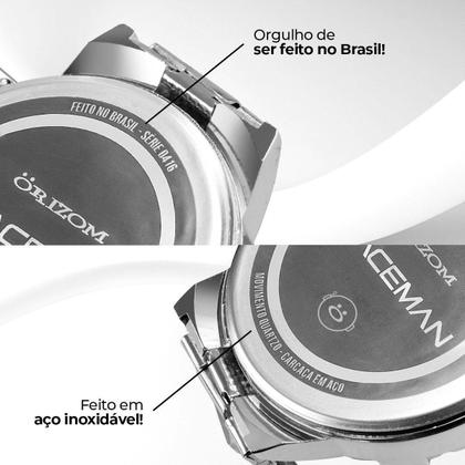 Imagem de Relogio Masculino Aço Inox + Caixa + Corrente Preto Casual