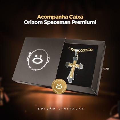 Imagem de relógio masculino aço inox + cordão crucifixo + pulseira casual preto social qualidade premium inoxidável dourado