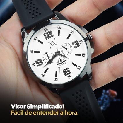 Imagem de relogio masculino aço inox preto qualidade premium + caixa analogico presente preto pulseira ajustável ponteiro original