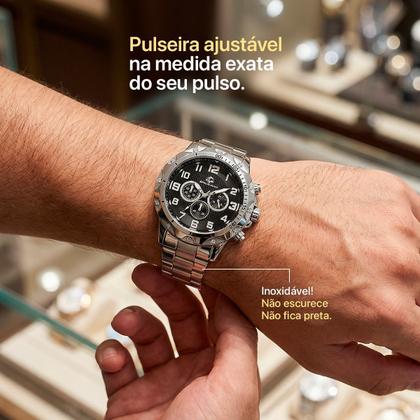 Imagem de Relogio Masculino Aço Inox + Pulseira + Caixa + Cordão Cruz inoxidável catolico qualidade premium original crucifixo
