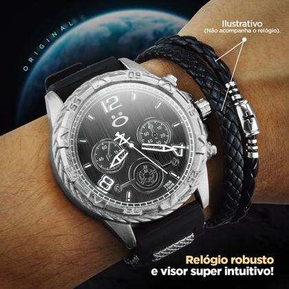 Imagem de Relogio masculino aço inox + pulseira + corrente cruz qualidade premium social casual