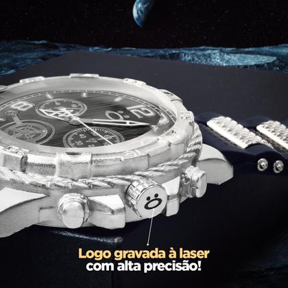 Imagem de Relogio masculino aço inox + pulseira + corrente cruz qualidade premium social casual