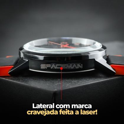 Imagem de Relógio Masculino Aço Inox Silicone Premium Preto e Vermelho