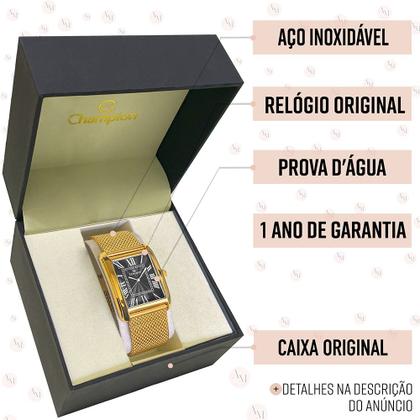 Imagem de Relógio Masculino Analógico Champion Dourado Original Luxo