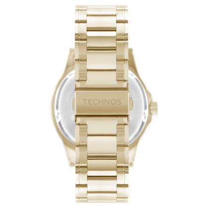 Imagem de Relógio Masculino Analógico de Pulso Dourado e Preto com Caixa e Pulseira de Aço Inoxidável à Prova D Água Luxo Casual e Social Technos